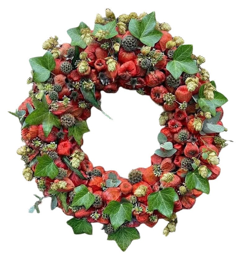 Autumn Wreath with Hobs and Physalis - Florist London