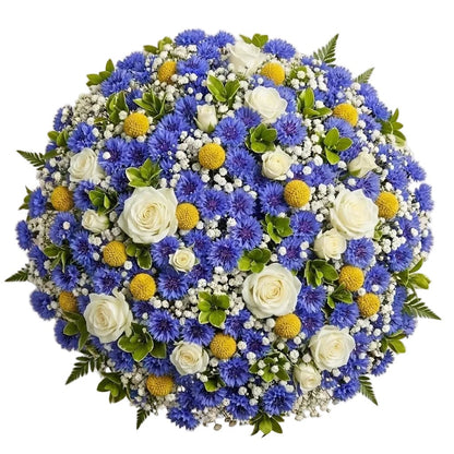 Beauty Bouquet of Cornflower with Gypsophila and Spray Roses - Florist London