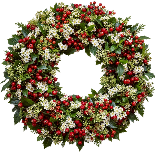 Berry and Wax Flowers Christmas Wreath - Florist London
