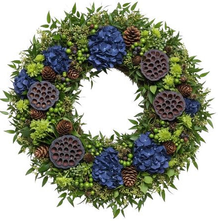 Blue and Green Harvest Door Wreath