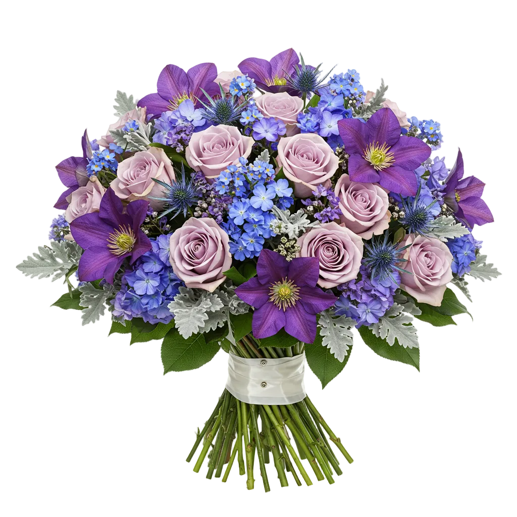 Blue and Purple Glamour Bouquet - Florist London