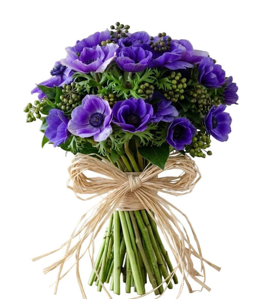Blue Anemones with English Berry Bouquet - Florist London