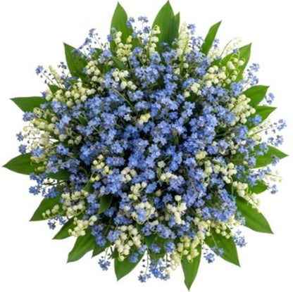 Blue Forget - Me - Not and White Bells Bouquet - Florist London