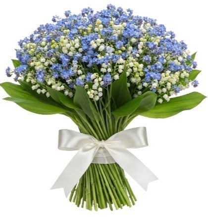 Blue Forget - Me - Not and White Bells Bouquet - Florist London