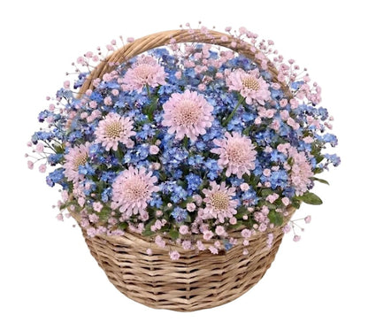 Blue Forget-Me-Not & Scabiosa Flower Basket - Florist London