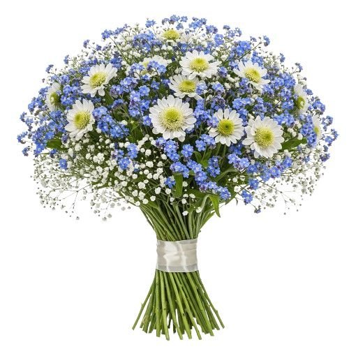 Blue Forget - Me - Not & White Scabiosa Grace Bouquet - Florist London