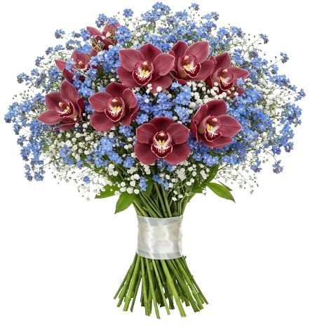 Blue Forget - Me - Not with Cymbidium Orchids Bouquet - Florist London