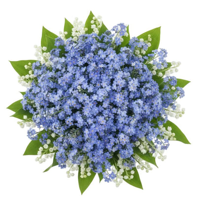 Blue Forget - Me - Not with Lily of Valley Bouquet - Florist London