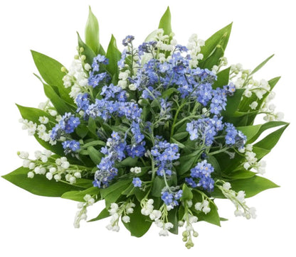 Blue Forget - Me - Not with Lily of Valley Bouquet - Florist London