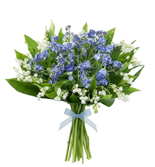 Blue Forget - Me - Not with Lily of Valley Bouquet - Florist London