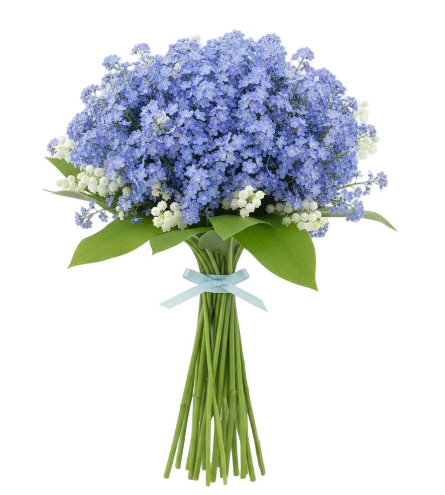 Blue Forget - Me - Not with Lily of Valley Bouquet - Florist London