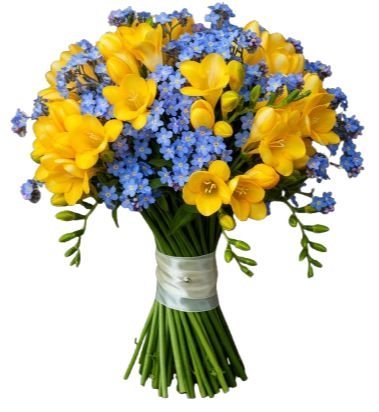 Blue Forget - Me - Not with Scented Freesias Bouquet - Florist London