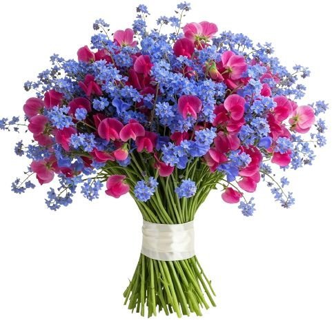 Blue Forget - Me - Not with Sweet Pea Bouquet - Florist London