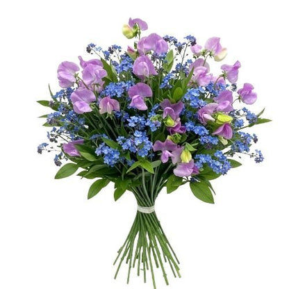 Blue Forget - Me - Not with Sweet Pea Bouquet - Florist London