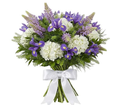 Blue Garden Bouquet with Hydrangea, Iris & Lupinus - Florist London