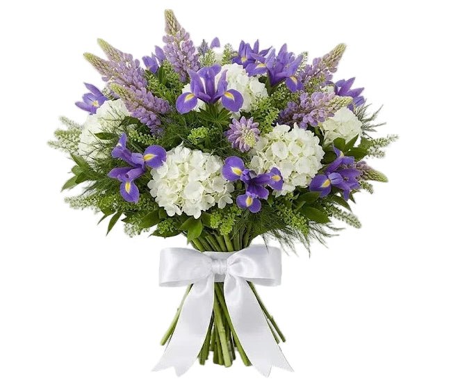 Blue Garden Bouquet with Hydrangea, Iris & Lupinus - Florist London