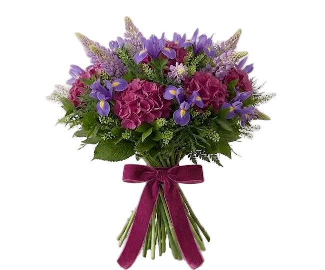 Blue Garden Bouquet with Hydrangea, Iris & Lupinus - Florist London