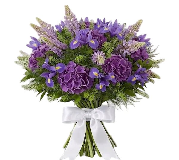 Blue Garden Bouquet with Hydrangea, Iris & Lupinus - Florist London