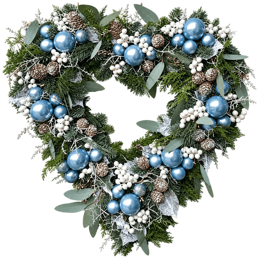 Blue Heart Luxury Door Wreath - Florist London