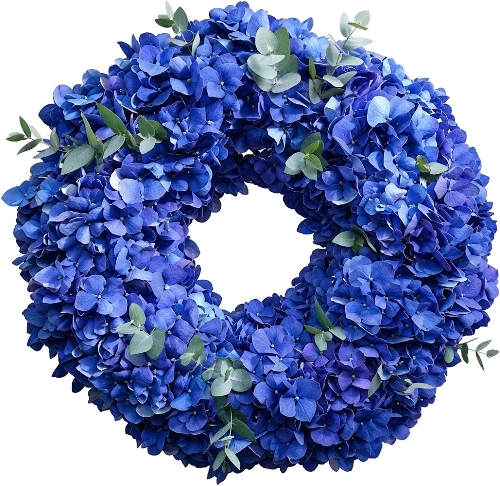 Blue Hydrangea Door Wreath - Florist London