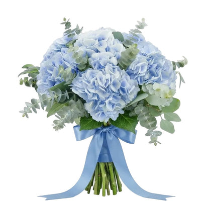 Blue Hydrangea with Eucalyptus Bouquet - Florist London