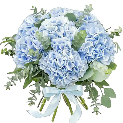 Blue Hydrangea with Eucalyptus Bouquet - Florist London