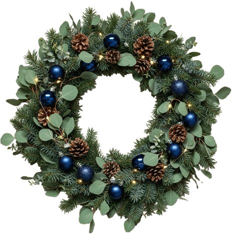 Blue Winter Woodland Wreath - Florist London