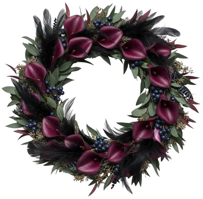 Blueberry and Calla Lily Luxury Door Wreath - Florist London