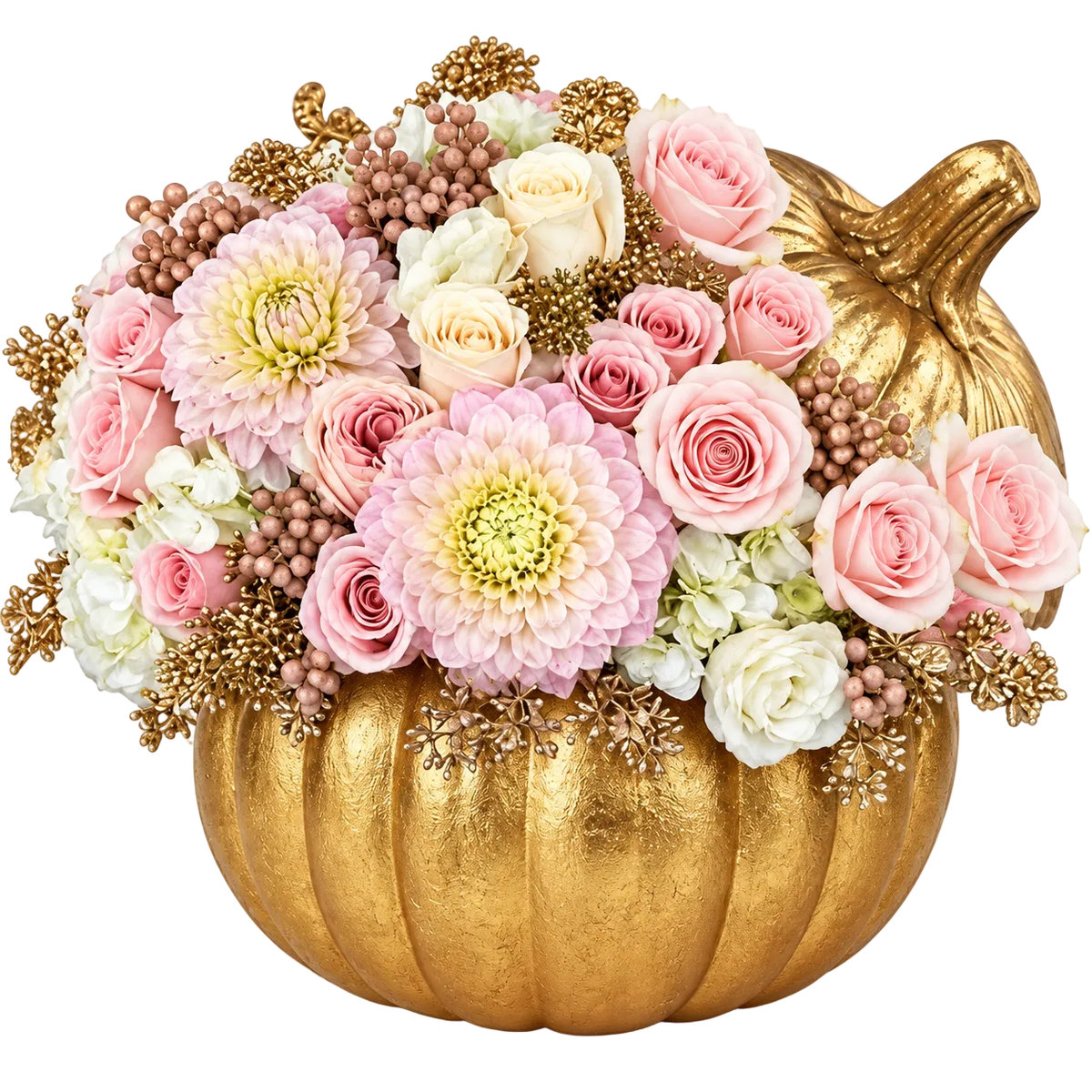 Blushing Gold Pumpkin Flowers Arranement - Florist London