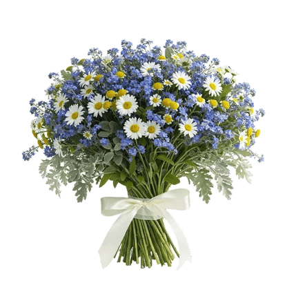Bouquet of Blue Forget Me Not and Daisies - Florist London