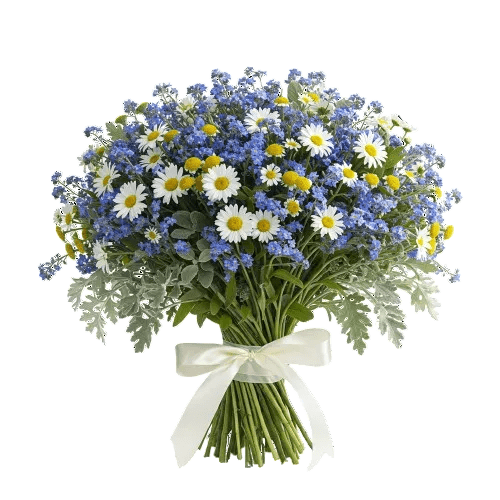 Bouquet of Blue Forget Me Not and Daisies - Florist London