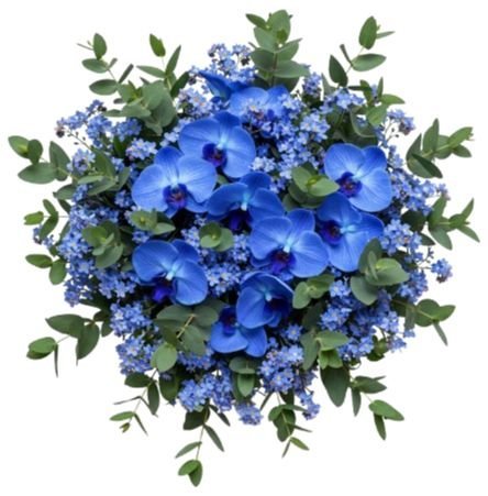 Bouquet of Blue Forget - Me - Not with Blue Phalaenopsis Orchids - Florist London