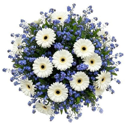 Bouquet of Blue Forget - Me - Not with Gerberas - Florist London
