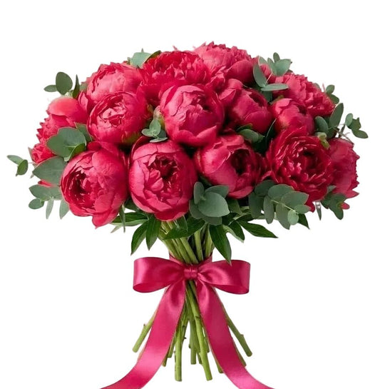 Bouquet of Cerise Peonies with Eucalyptus - Florist London