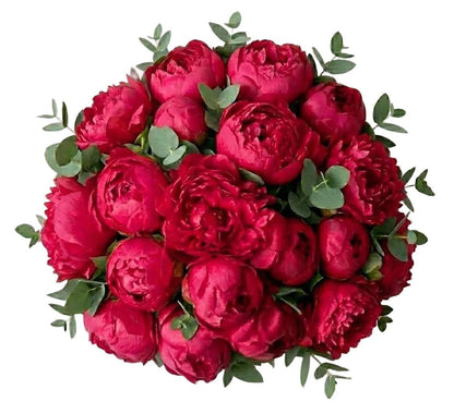 Bouquet of Cerise Peonies with Eucalyptus - Florist London