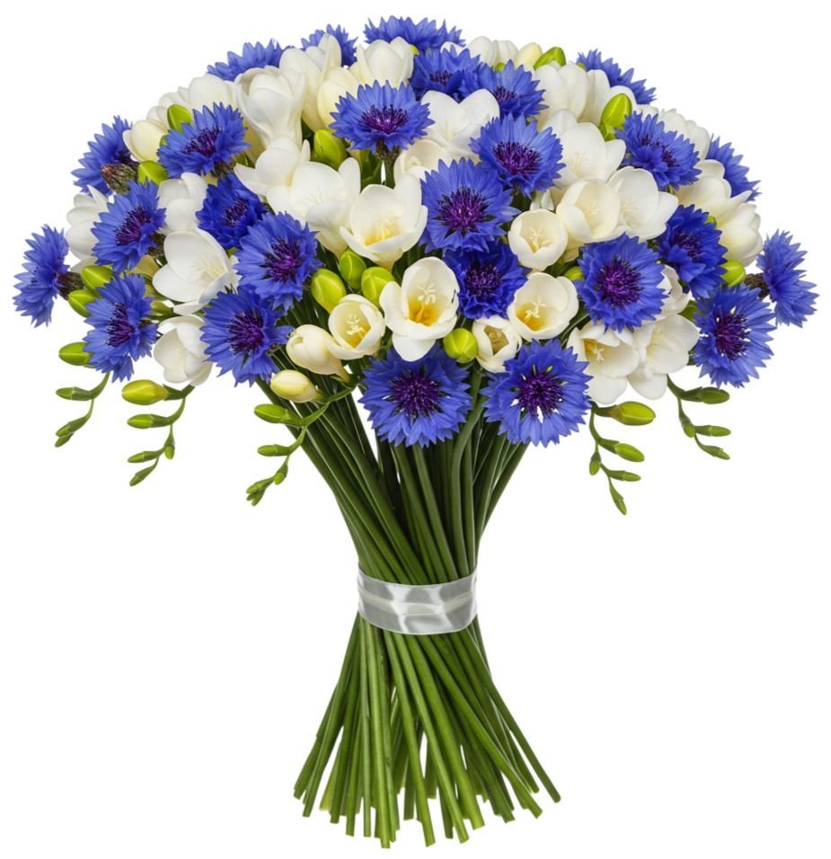 Bouquet of Freesias and Cornflowers - Florist London