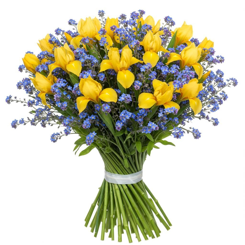 Bouquet of Iris with Blue Forget Me Not - Florist London