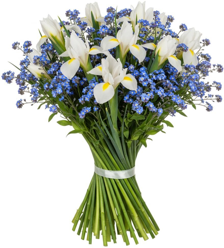 Bouquet of Iris with Blue Forget Me Not - Florist London