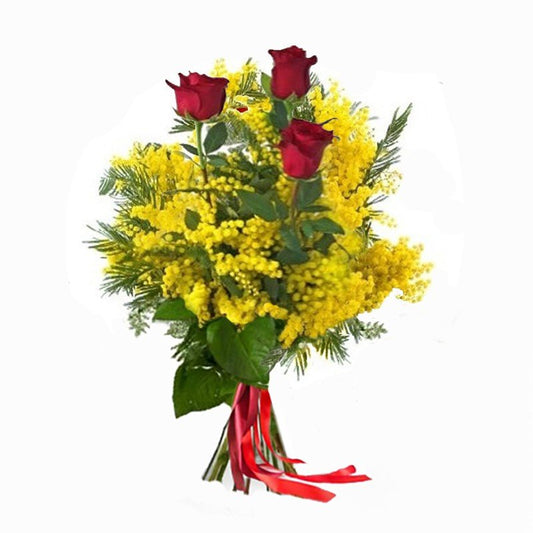 Bouquet of Mimosa and Roses - Florist London