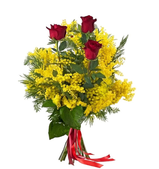 Bouquet of Mimosa and Roses - Florist London