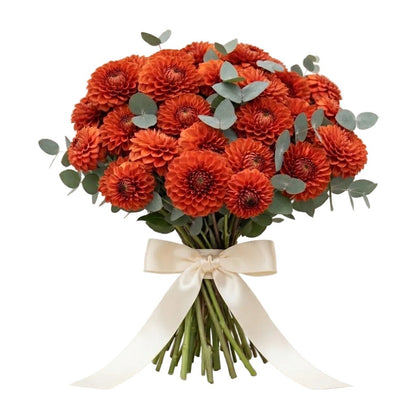 Bouquet of Orange Dahlia with Eucalyptus - Florist London