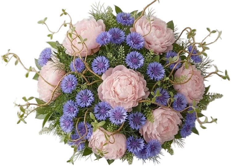 Bouquet of Peonies and Cornflowers with Curly Willow - Florist London