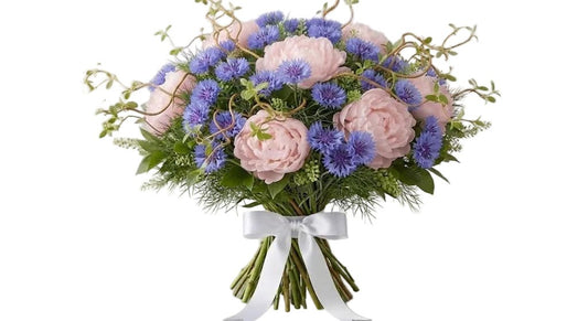 Bouquet of Peonies and Cornflowers with Curly Willow - Florist London