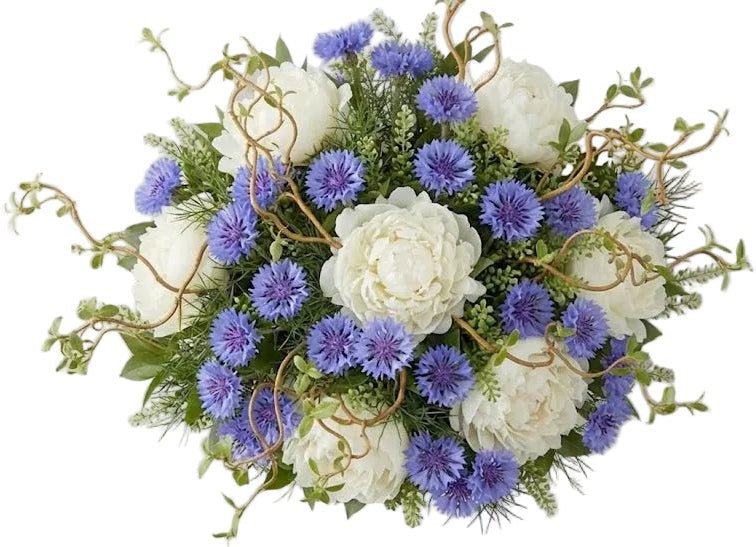 Bouquet of Peonies and Cornflowers with Curly Willow - Florist London