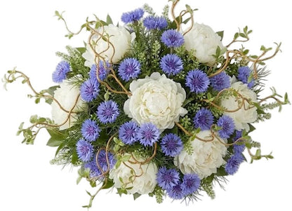 Bouquet of Peonies and Cornflowers with Curly Willow - Florist London