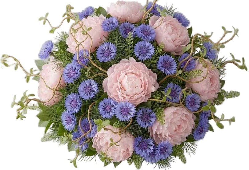 Bouquet of Peonies and Cornflowers with Curly Willow - Florist London