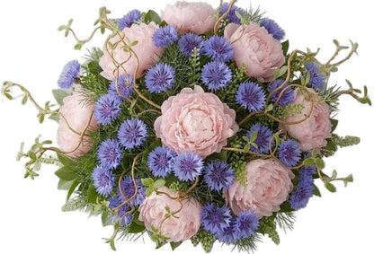 Bouquet of Peonies and Cornflowers with Curly Willow - Florist London