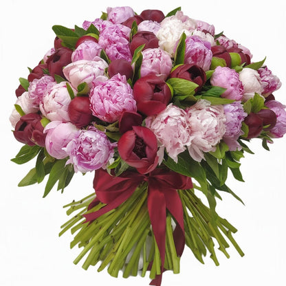 Bouquet of Pink and Red Peonies - Florist London