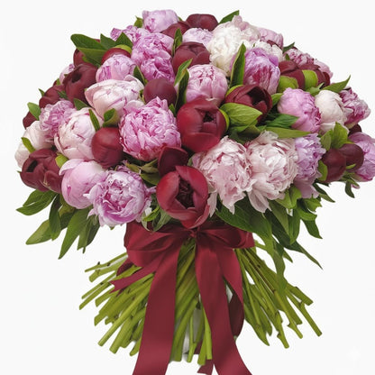 Bouquet of Pink and Red Peonies - Florist London