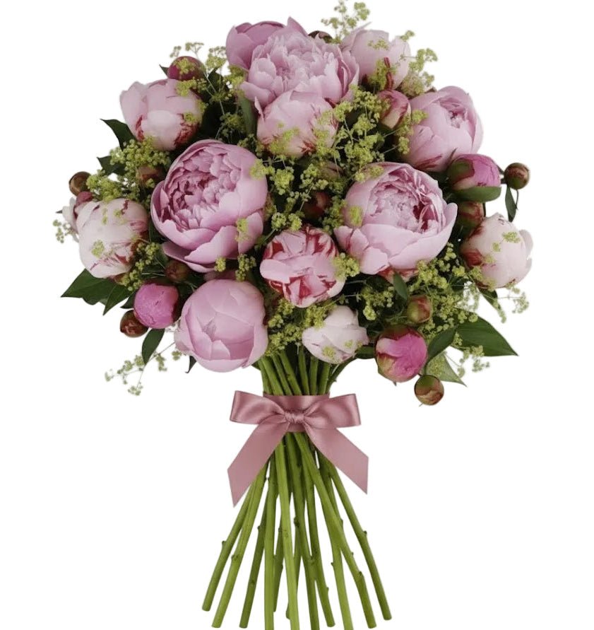 Bouquet of Pink Peonies with Alchemilla - Florist London